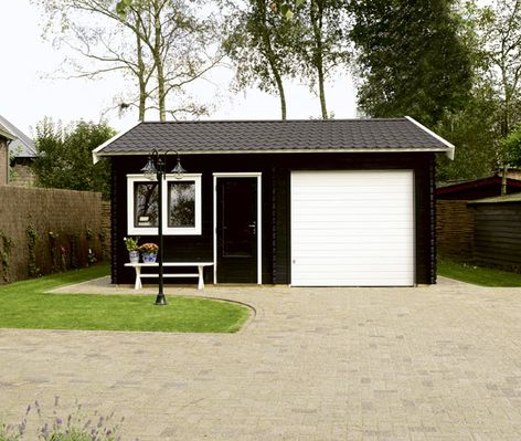 Birmingham double garage with integral workshop cabin