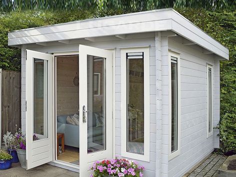 Lyngby flat roof log cabins from Lugarde